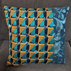 West Elm embroidered 16" square throw pillow - bohemian modern accent pillow